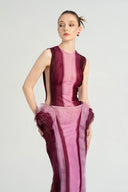 21SIX • Arabelle Silk Sculptural Pleated Ruffle Evening Gown