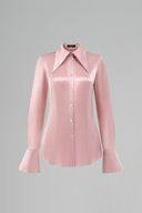 Rosé Lumière Satin Silk Tailored Shirt for women, from IHF STUDIO, The Viet Concept