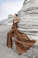 THÉSONG • Brown Sleeveless Column Evening Dress