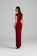 Umber Sheath Gathering Maxi Dress for woman, from ARTI, The Viet Concept