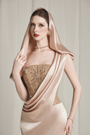 Cassia Rose Gold Sequin Draping Gown Dress for women, from CALISTA, The Viet Concept 