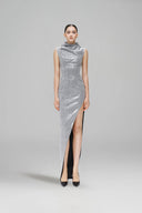 Fathom Silver Glen Plaid Sequin Maxi Dress for women, from SORAMAME, The Viet Concept