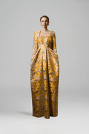 Aurélisse Gold Metallic Jacquard Trapeze Ballgown Dress for women, from IHF ATELIER, The Viet Concept