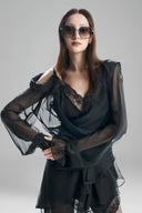 Black V-Neck Layered Wrap Dress for women, from Must Have, The Viet Concept 