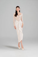 DO LONG • White Corset Pleated Flap Midi Dress