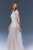 Angelica Ivory Lace Tulle Corset Maxi Dress for women, from JOSEPHINE, The Viet Concept 