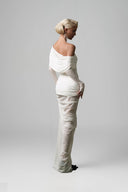 White Perle Asymétrique Maxi Dress for women, from GUYEHI STUDIO, The Viet Concept 