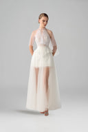 Belle Couture Mesh Lace Corset & Cape Evening Dress for women, from DANG PHONG DESIGNER, The Viet Concept