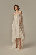 Douceur Ivory Voile Lace-Up Evening Gown for women, from POEM, The Viet Concept