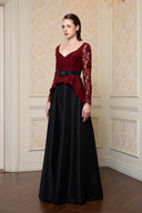 Regal Dark Red French Lace Queen Anne A-Line Gown for women, from IHF ATELIER, The Viet Concept 