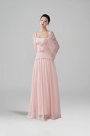 LARMES • Shali Blush Draped Evening Gown