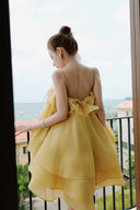 LINH PHUNG • Solivé Antique Gold Silk Crepe Babydoll Dress