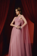 Clara One-Shoulder Draped Tulle Evening Gown for women, from JOSEPHINE, The Viet Concept