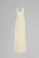 Cream Nasir Gathered Scoop Neck Tencel Floor Length Dress for women, from Maison Des Copains, The Viet Concept 