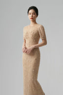 Dahlia Pearl Feather Evening Gown for women, from ARTI APPAREL, The Viet Concept 