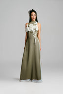 Bach Uyen Floral Embroidered Linen Ao Dai Dress for women, from KEIRA TONG, The Viet Concept 