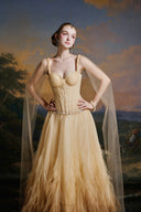MADDY HATES ROSE • Lunelle Champagne Tulle Floor-Length Ball Gown