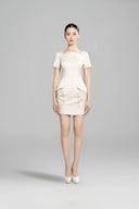 DO LONG • Mushroom White Structured Mini Dress With Pockets