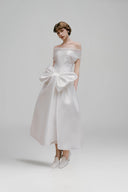 Charlotte Off-Shoulder Bow A-Line Midi Dress for women, from WHITE PLAN, The Viet Concept