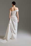 Dual Flow Asymmetric Off-Shoulder Convertible Sheath Gown for women, from LINH DOAN, The Viet Concept