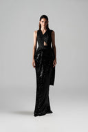 Evensong Sequin Crinkle Satin Asymmetrical Cut-Out Gown for women, from SORAMAME, The Viet Concept
