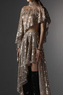 Ember Gilded Lace Asymmetrical Mullet Maxi Skirt for women, from SORAMAME, The Viet Concept
