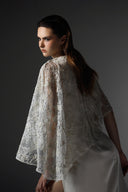 Whiteout Sequin Lace Asymmetrical Cape Maxi Dress for women, from SORAMAME, The Viet Concept