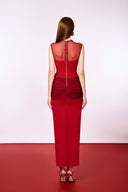 DO LONG • Insecta Red Draped Midi Dress