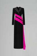 Peak Collar A-Line Evening Gown with Side Ribbon Detail for women, from IHF ATELIER, The Viet Concept 