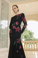 Claire Lily Bloom Crystal Embellished Mermaid Crepe Gown for women, from 21SIX, The Viet Concept