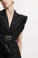 SORAMAME • Black Rewrite Split-Armhole Tailored Blazer