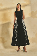 Crystal Bloom 3D Floral Embellished Midi Dress for women, from L'SCARLETT, The Viet Concept