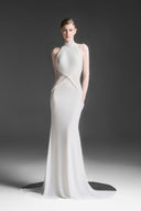 Xantheir Gold-Embellished Halter Velvet Mermaid Gown for women, from MAISON DES COPAINS, The Viet Concept