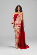 Aurélia Metallic Jacquard Asymmetric Bustier Column Gown for women, from IHF ATELIER, The Viet Concept 