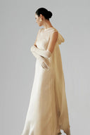 White Merrily Silk And Lace Layered Maxi Dress  for women, from HUONG, The Viet Concept 