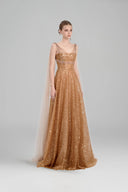 Solasta Hand-Embroidered Sequin A-Line Maxi Dress for women, from LINH PHUNG, The Viet Concept