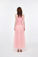 LUCILLA • Nerine Crystal-Embellished Tweed & Tulle Halter Midi Dress