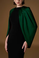 Élance Black Cape Sleeve Column Gown With Silk Bow for women, from IHF ATELIER, The Viet Concept