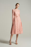 Éloria Floral Lace Long Sleeve A-Line Dress With Bow Belt for women, from IHF STUDIO, The Viet Concept 