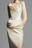 Denisse Sheath Square Neck Satin Floor Length Dress for women, from Maison Des Copains, The Viet Concept 