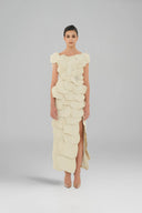 HAYTAN • Seraphina 3D Petal Embellished High-Slit Gown