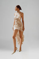 Cream Sirena Mesh Midi Dress for women, from La Vierge, The Viet Concept 