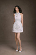 KEIRA TONG • Flora Embroidered Crystal Lace A-Line Dress