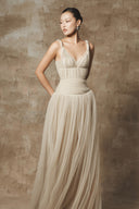 Onnie Éclat Pleated Mesh Gown Dress for women, from BYDI, The Viet Concept