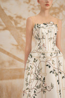 ROSEE de MATIN • Ivory Printed Strapless Dress