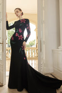 Claire Lily Bloom Crystal Embellished Mermaid Crepe Gown for women, from 21SIX, The Viet Concept