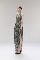 Meraki Gold Lace Halter Neck Mullet for women, from SORAMAME, The Viet Concept