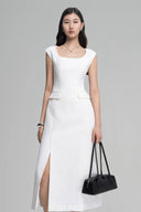 White Becca Tailored Midi Dress for women, from HOBB, The Viet Concept 