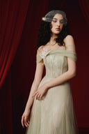 Tinley Lace Off-Shoulder Tulle A-Line Midi Evening Gown for women, from JOSEPHINE, The Viet Concept