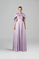 Round Neck Crystal A-Line Silk Taffeta Gown with Mini Cape for women, from IHF ATELIER, The Viet Concept 